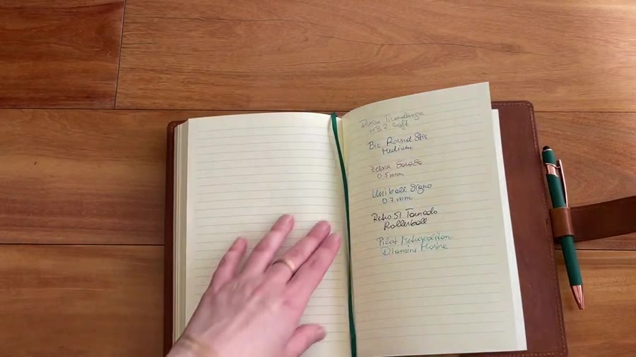 Writing sample inside the Epica leather journal