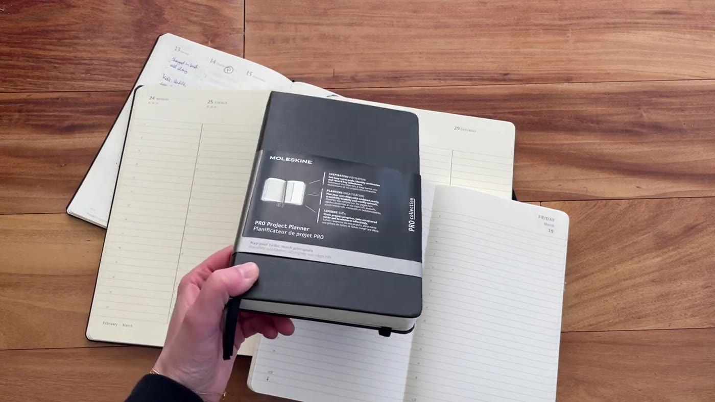 Compact planner being compared with larger planner pages