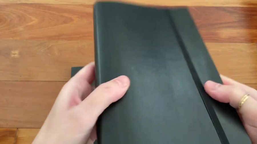 Close-up of Moleskine softcover daily planner cover texture