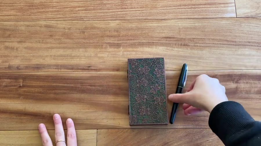 My Comfort Book wooden notebook cover with vine design
