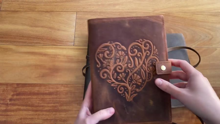 Heart embossed Nomad Crafts refillable leather journal cover