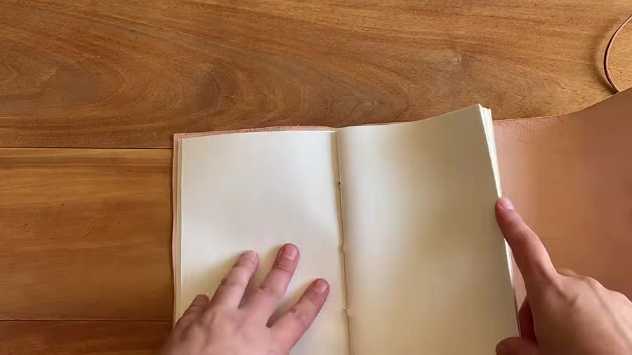 Roll Up Leather Journal Review 4 Roll-up leather journal opened on a desk