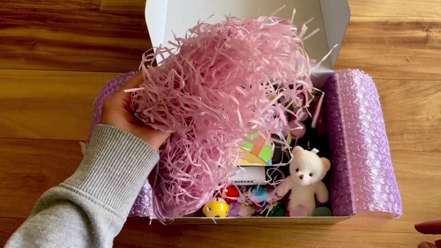 Cute Stationery Pal packaging with pink filler and extras
