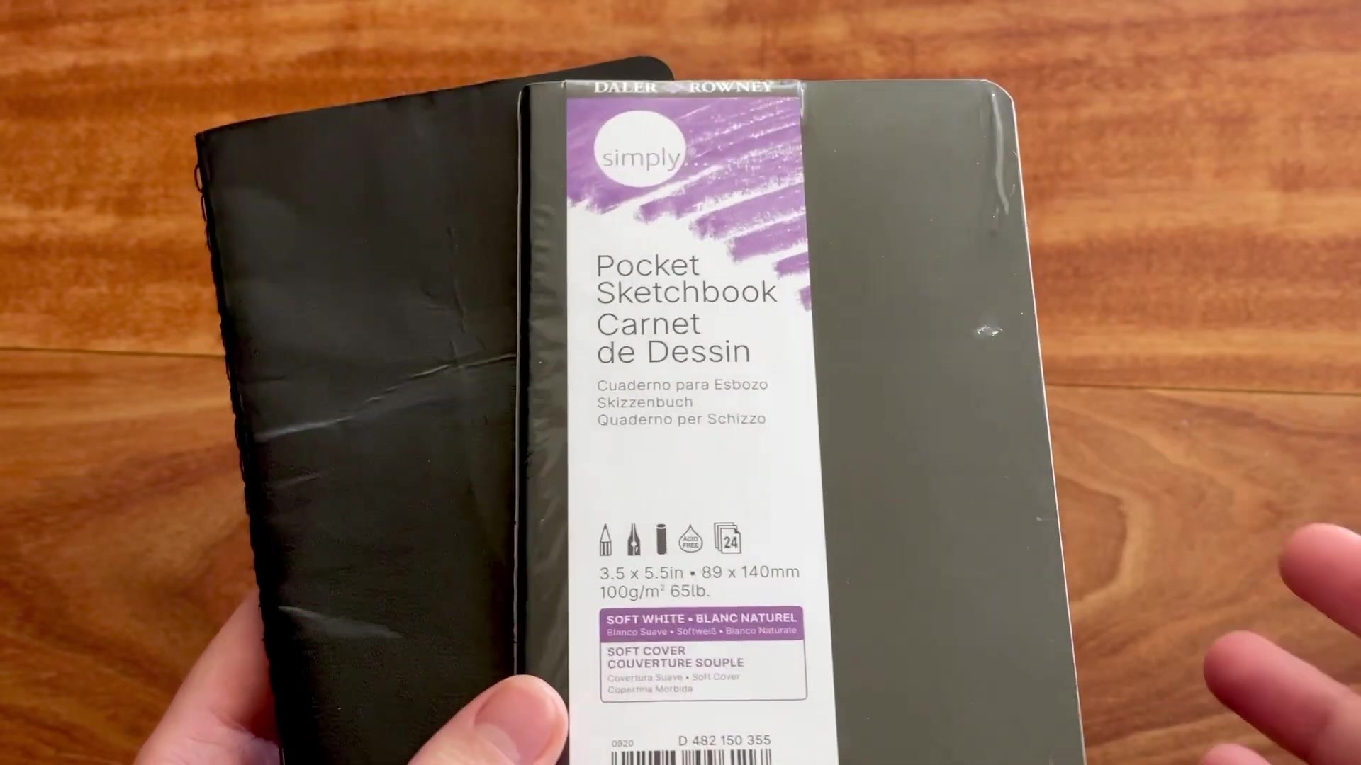 Daler Rowney pocket sketchbook back label and cover information
