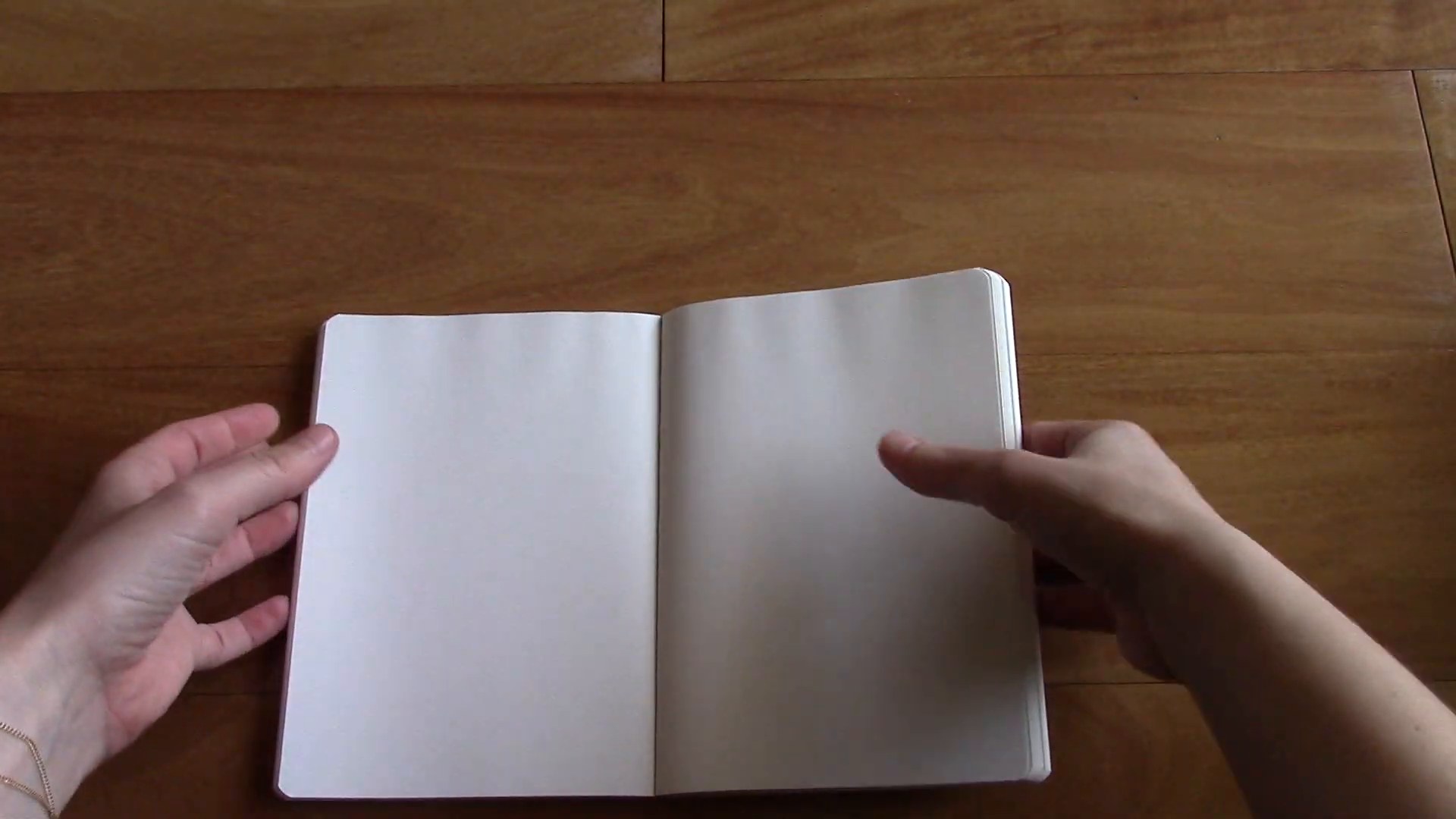 Galen Leather Tomoe River notebook opened to blank pages
