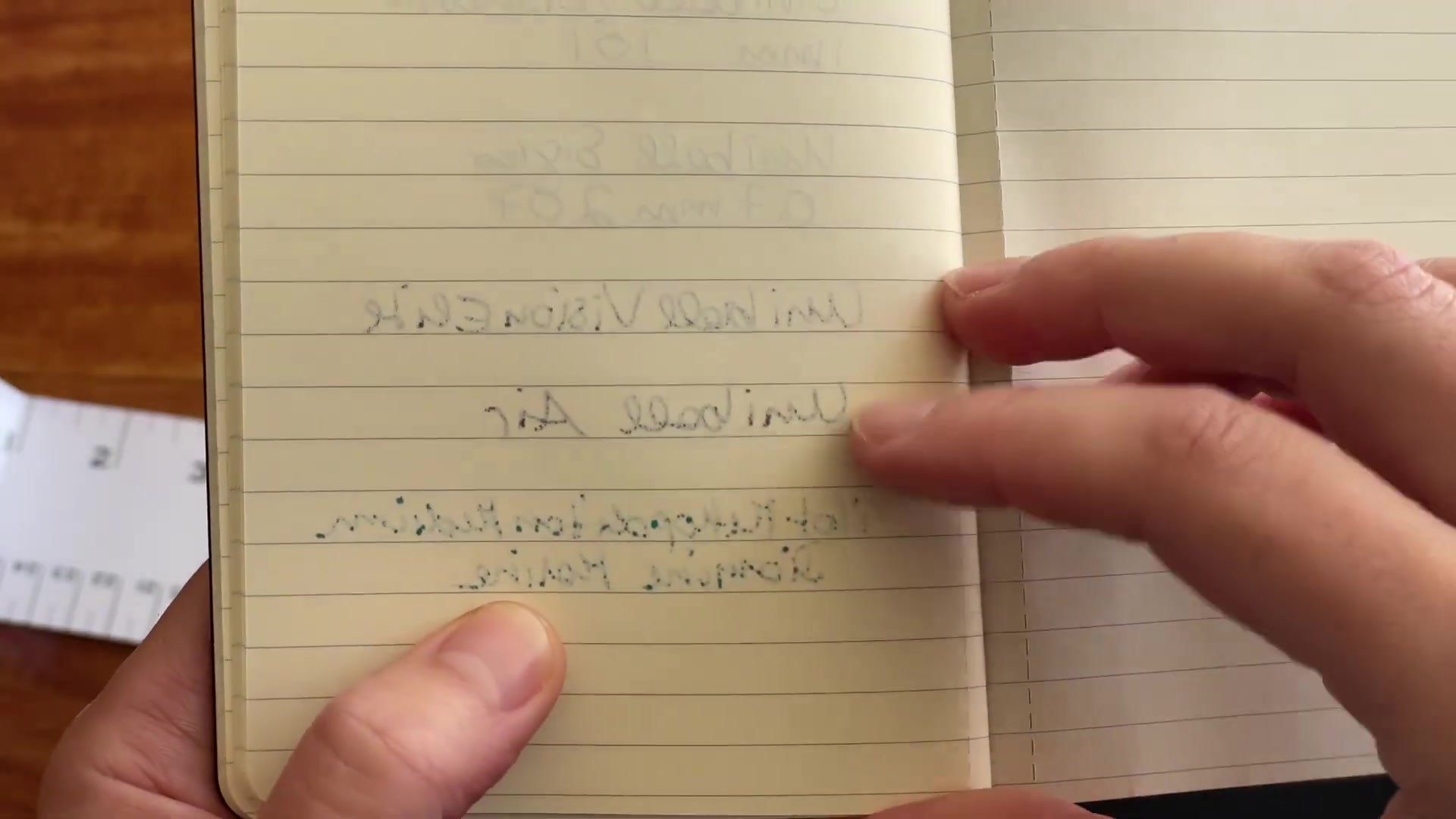 Pen test writing sample inside the Moleskine Cahier notebook