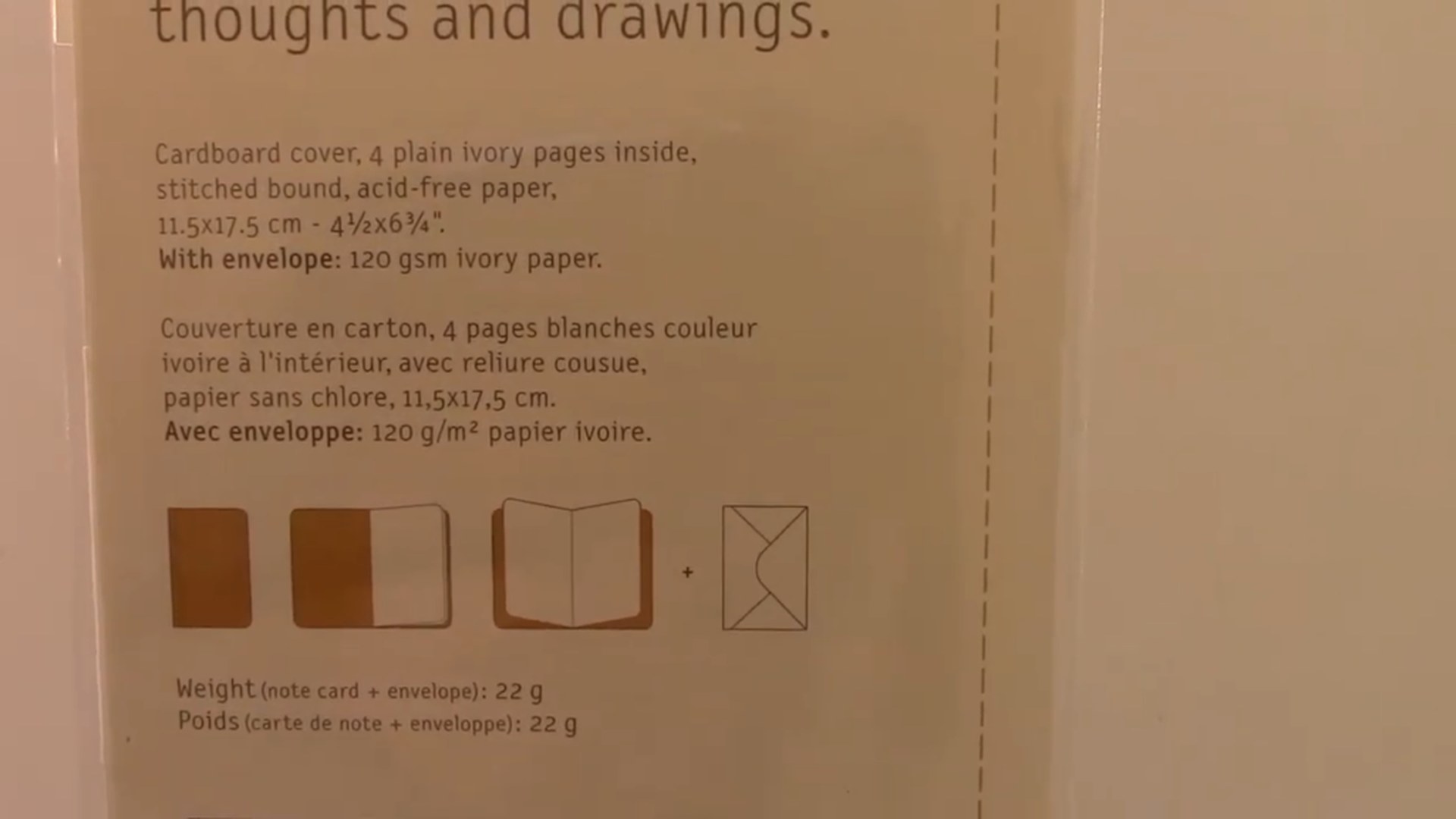 Moleskine Note Card 11 Moleskine Note Card back label and specs
