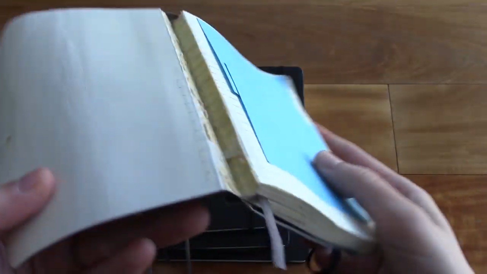 Writing test inside a Moleskine notebook