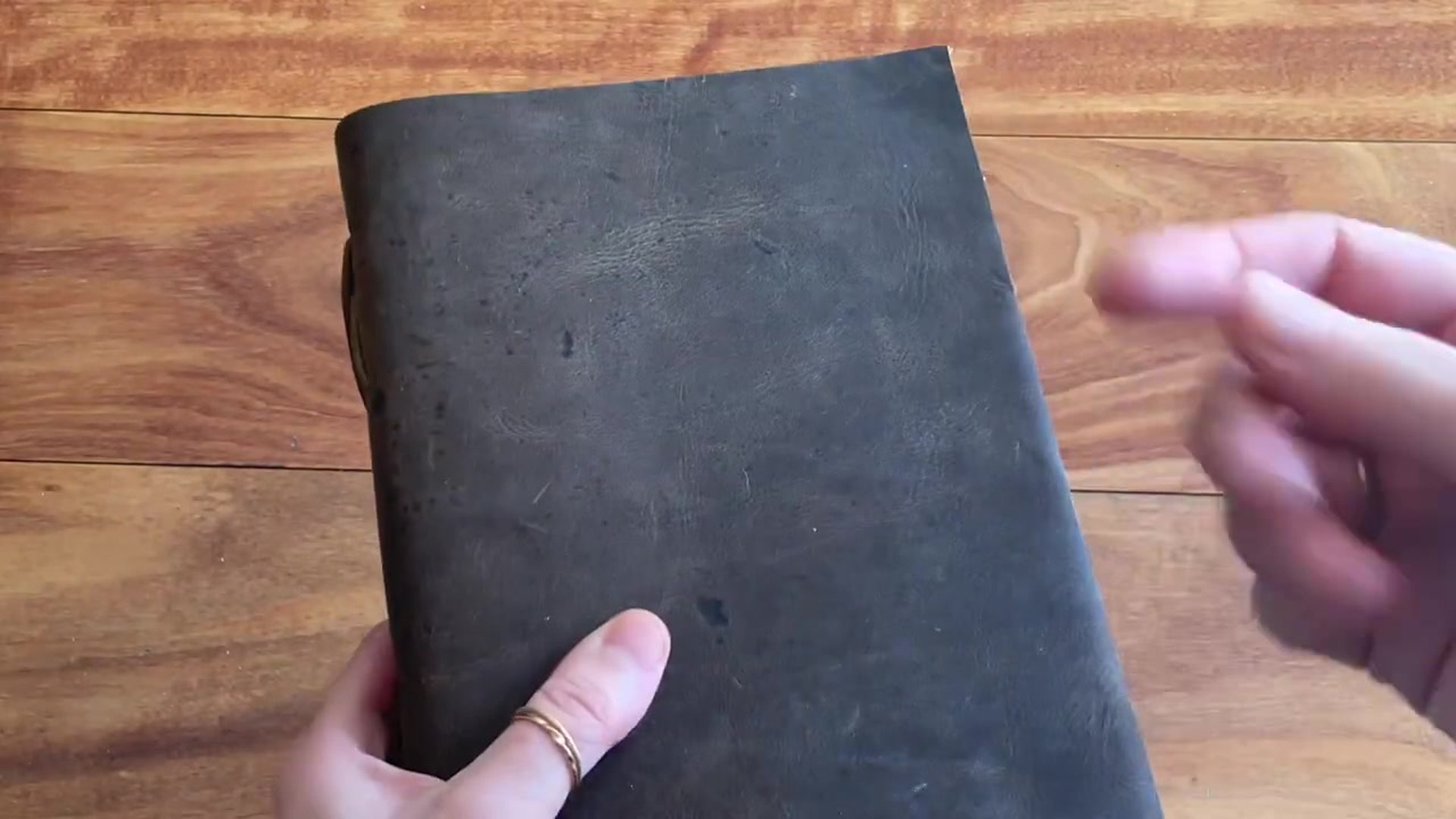 Moonster Notebook Durability Review 4 Moonster notebook cover showing scuffs and patina
