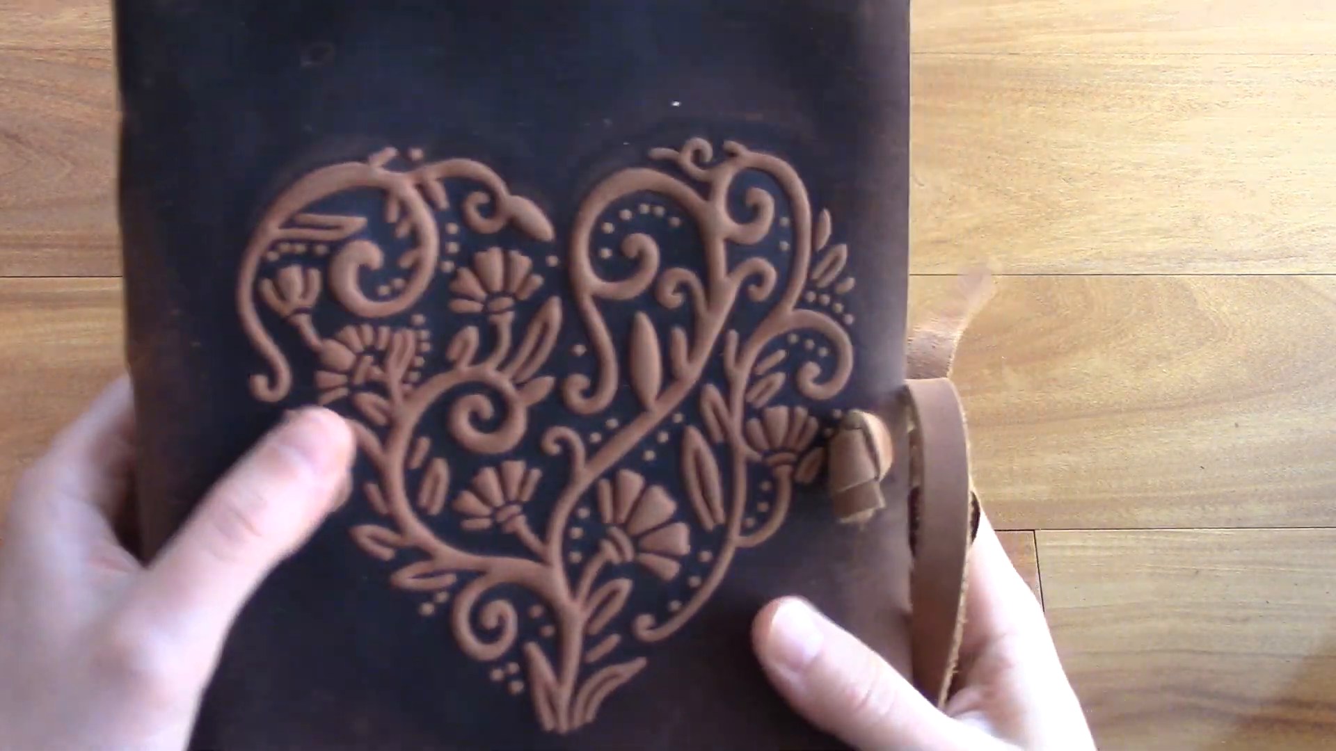 Nomad Crafts Vintage Leather Journal Review 2 Heart embossed leather cover on the Nomad Crafts journal