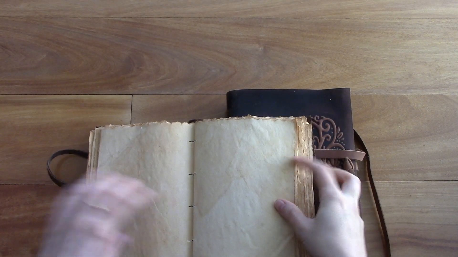 Nomad Crafts Vintage Leather Journal Review 5 Nomad Crafts journal opened flat with deckle pages