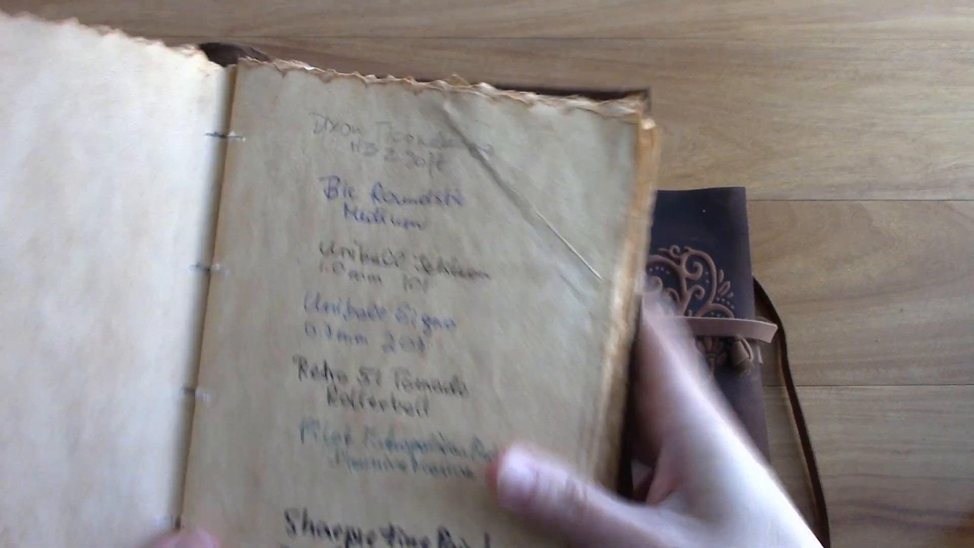 Nomad Crafts Vintage Leather Journal Review 4 Pen test on antique deckle paper inside the Nomad Crafts journal