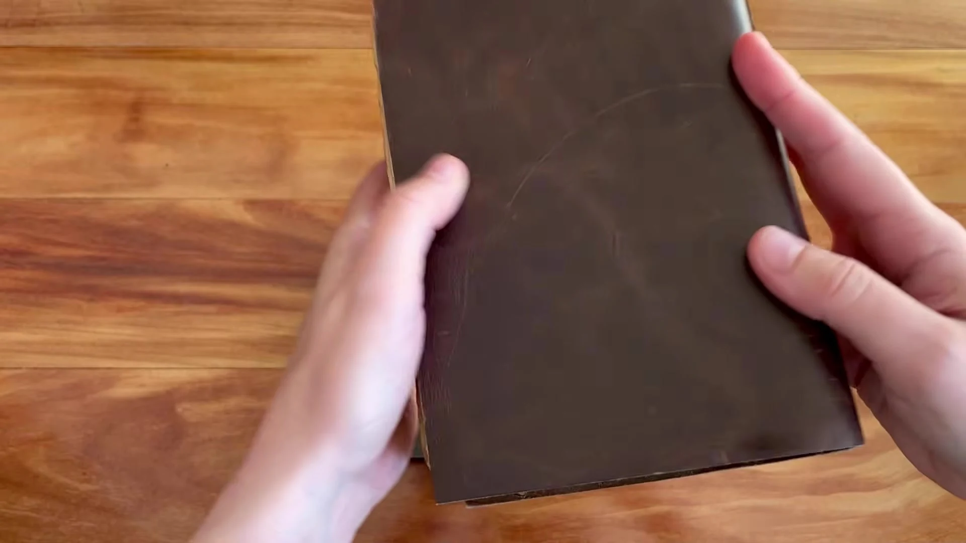 Vintage Feel Notebooks and Journals 3 Close view of a handmade brown leather journal