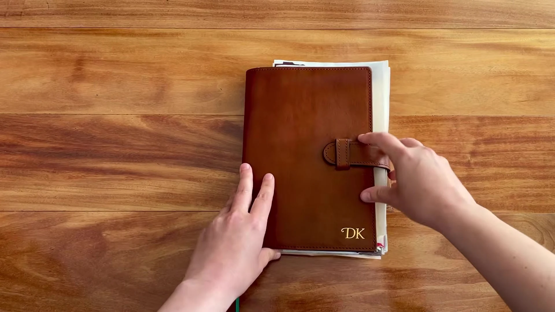 Vintage Feel Notebooks and Journals 7 Brown Epica leather journal with a clasp and personalized initials